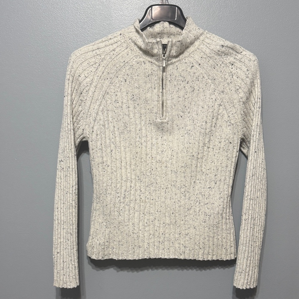 JEANNE PIERRE Cream Ribbed Sweater